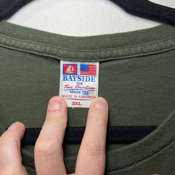 Men’s Army Green “Made in U. S. A.” American Flag Graphic Tee Sz 3XL - Picture 2 of 5